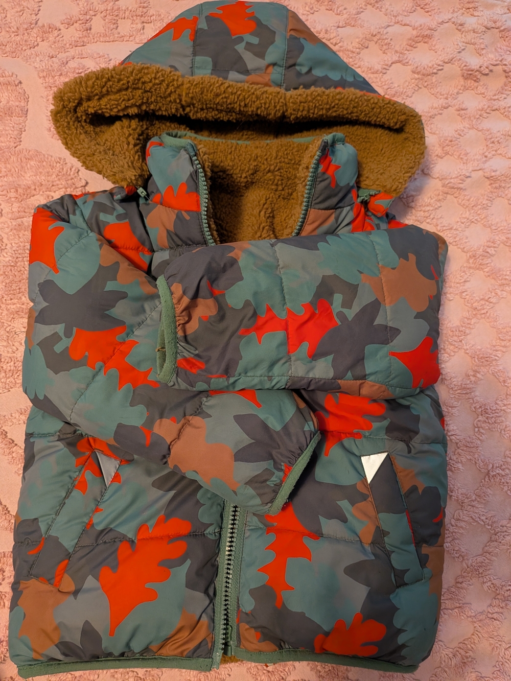 Mini Boded Reversible Puffer With Zipper Hood